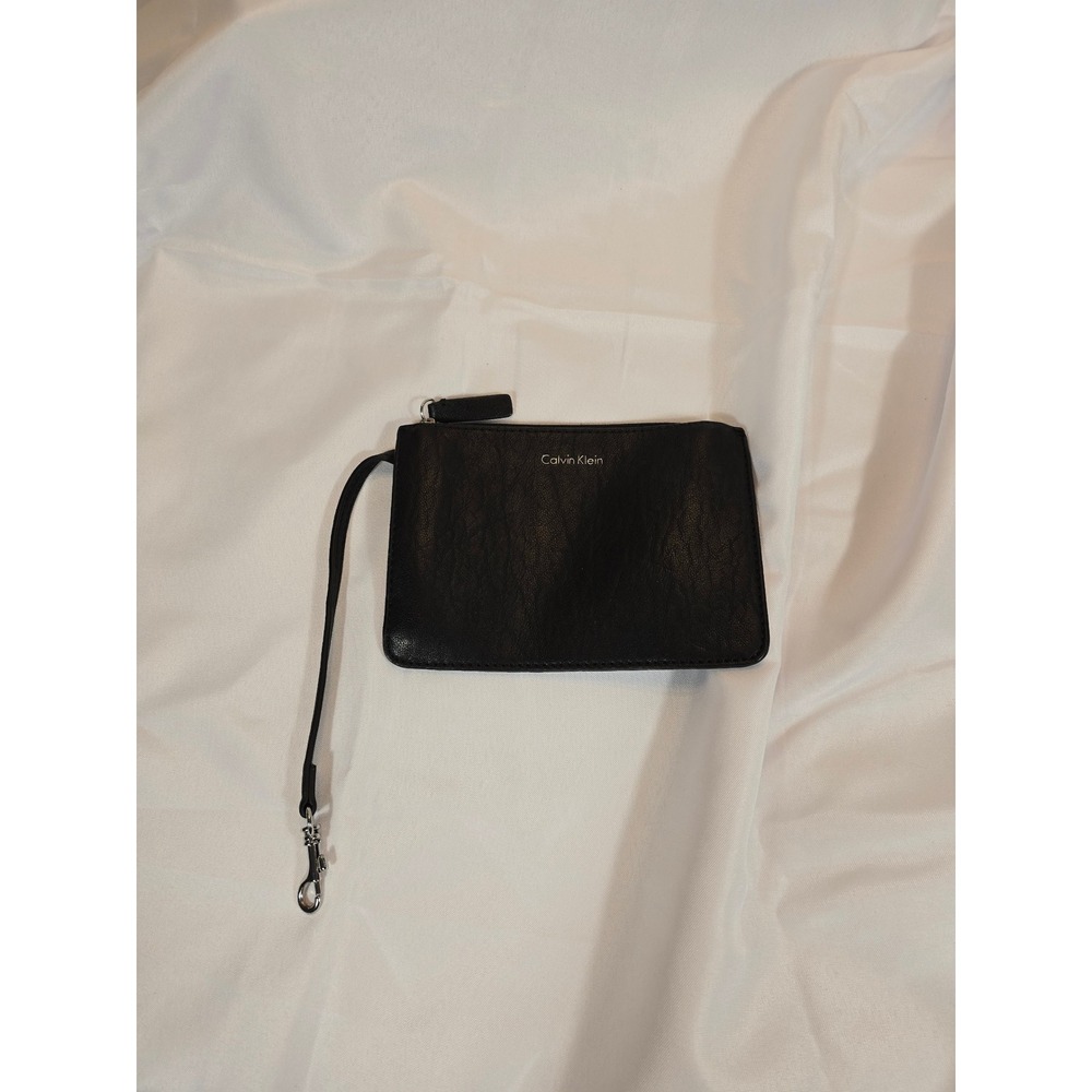 Calvin Klein Wristlet Accessory Pouch Zip Closure Black‎